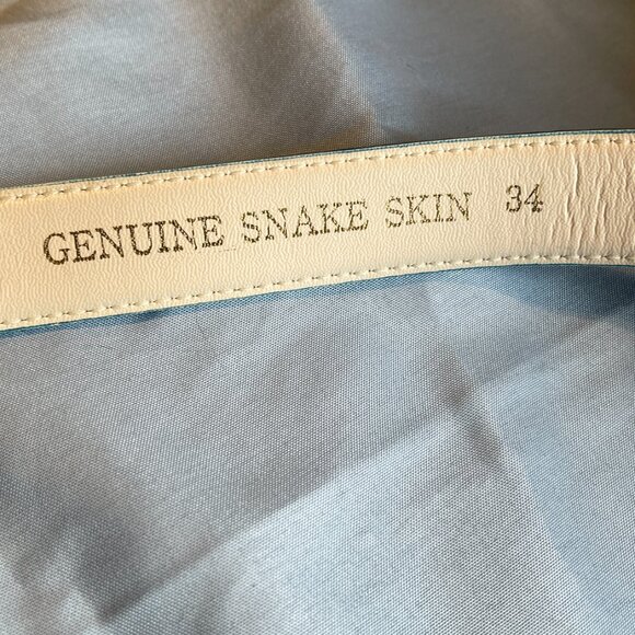 Genuine Snakeskin Turquoise Designer Belt, Size 34, Length 38\